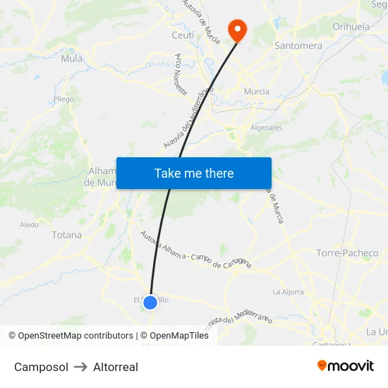 Camposol to Altorreal map