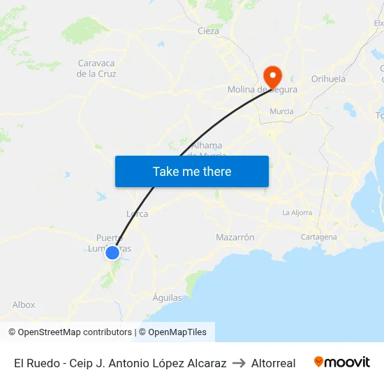 El Ruedo - Ceip J. Antonio López Alcaraz to Altorreal map