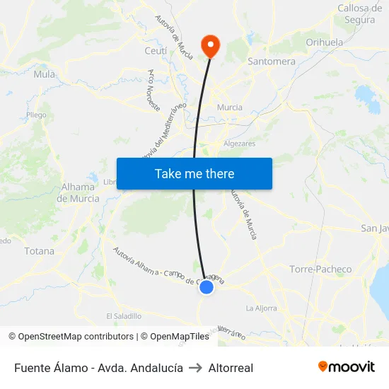 Fuente Álamo - Avda. Andalucía to Altorreal map