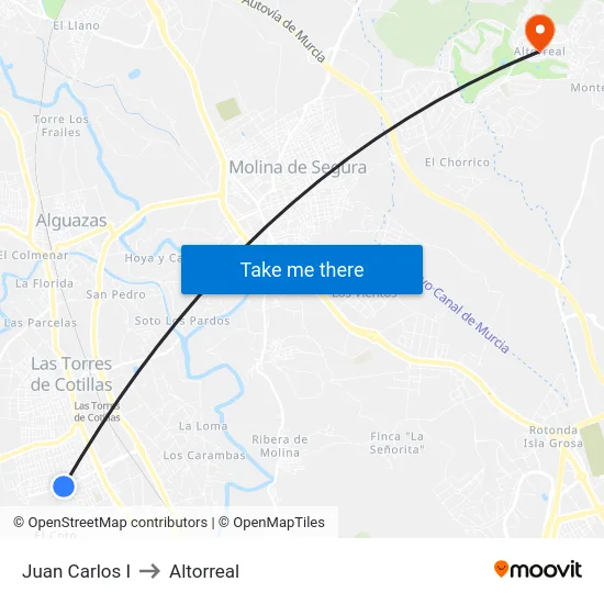 Juan Carlos I to Altorreal map