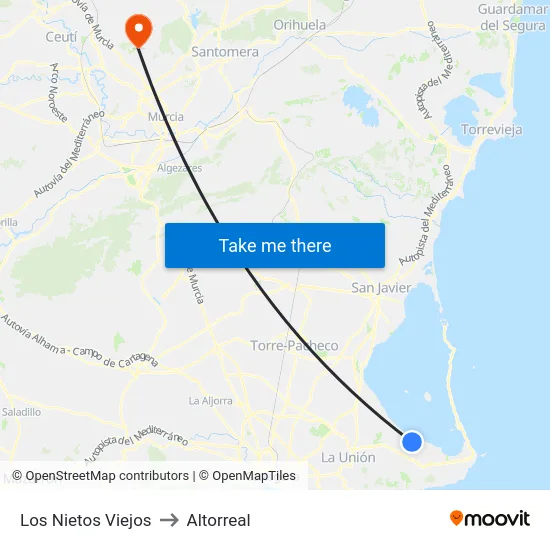 Los Nietos Viejos to Altorreal map