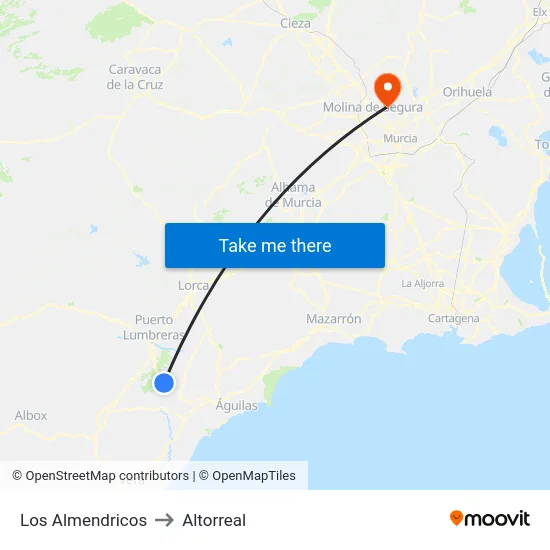 Los Almendricos to Altorreal map