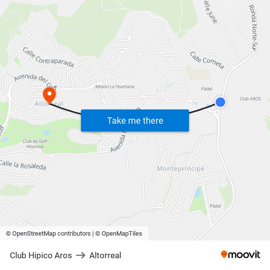 Club Hipico Aros to Altorreal map
