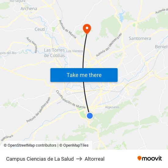 Campus Ciencias de La Salud to Altorreal map
