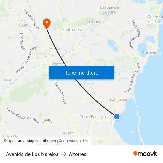 Avenida de Los Narejos to Altorreal map