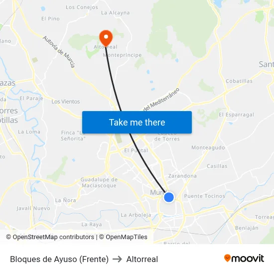 Bloques de Ayuso (Frente) to Altorreal map