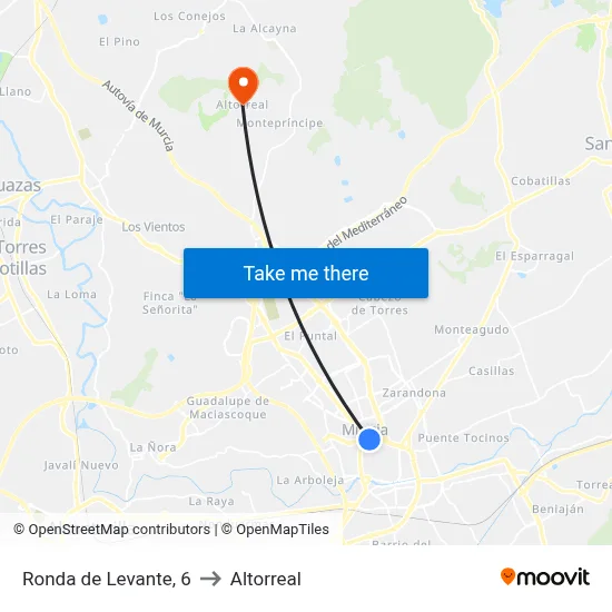 Ronda de Levante, 6 to Altorreal map