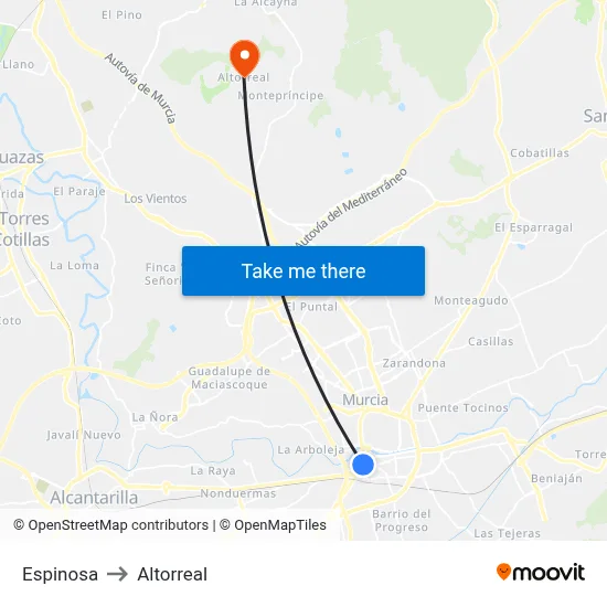 Espinosa to Altorreal map