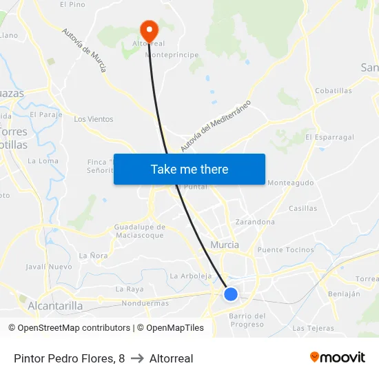 Pintor Pedro Flores, 8 to Altorreal map