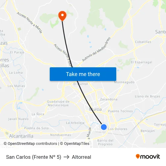 San Carlos (Frente Nº 5) to Altorreal map
