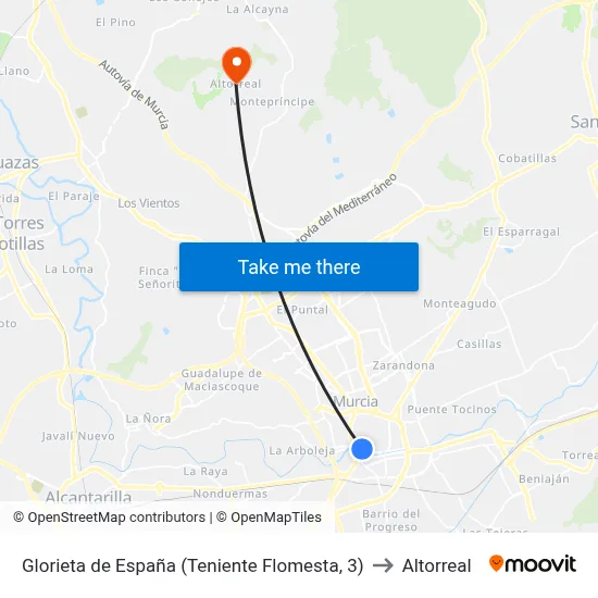 Glorieta de España (Teniente Flomesta, 3) to Altorreal map