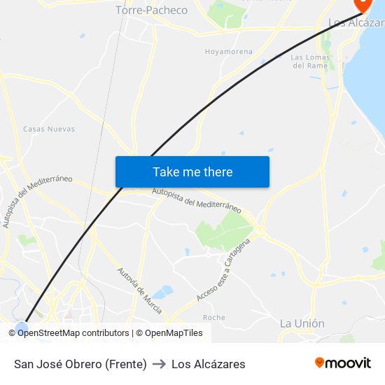 San José Obrero (Frente) to Los Alcázares map