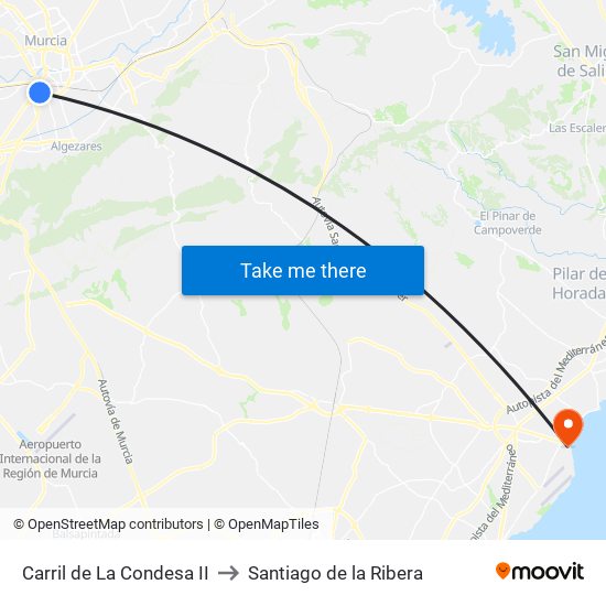 Carril de La Condesa II to Santiago de la Ribera map