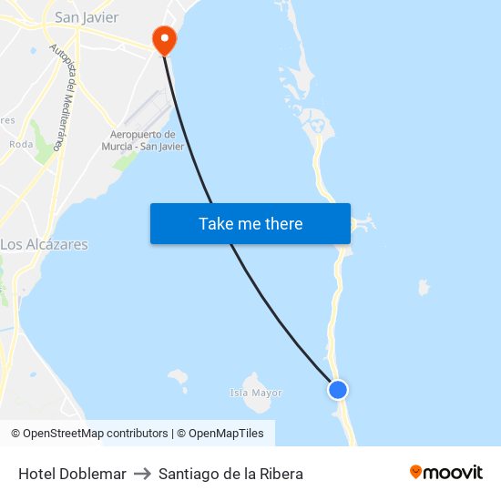 Hotel Doblemar to Santiago de la Ribera map