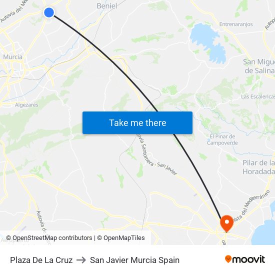 Plaza De La Cruz to San Javier Murcia Spain map