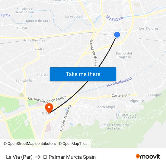 La Vía (Par) to El Palmar Murcia Spain map