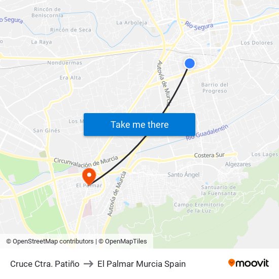 Cruce Ctra. Patiño to El Palmar Murcia Spain map