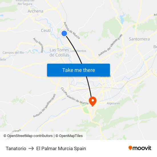 Tanatorio to El Palmar Murcia Spain map