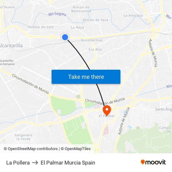 La Pollera to El Palmar Murcia Spain map