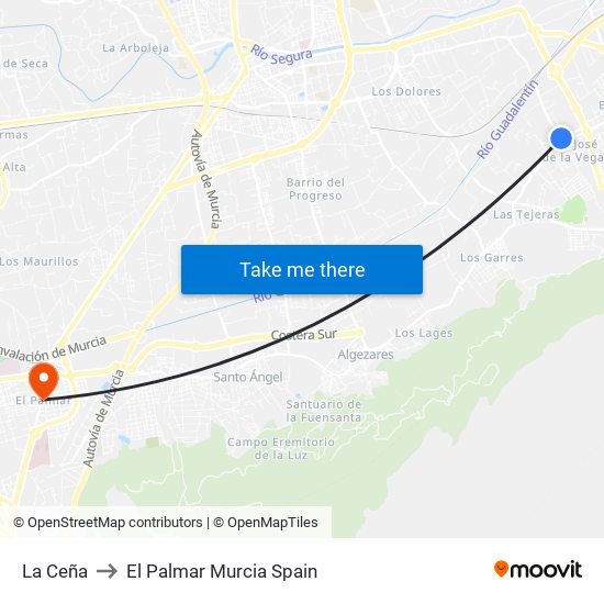 La Ceña to El Palmar Murcia Spain map