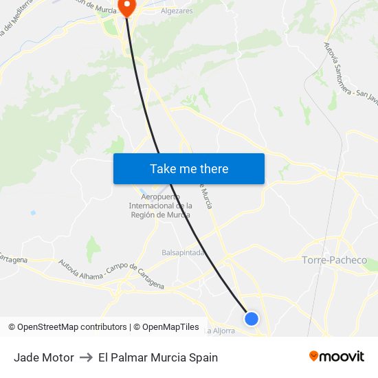 Jade Motor to El Palmar Murcia Spain map