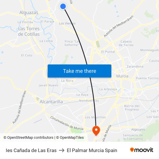Ies Cañada de Las Eras to El Palmar Murcia Spain map