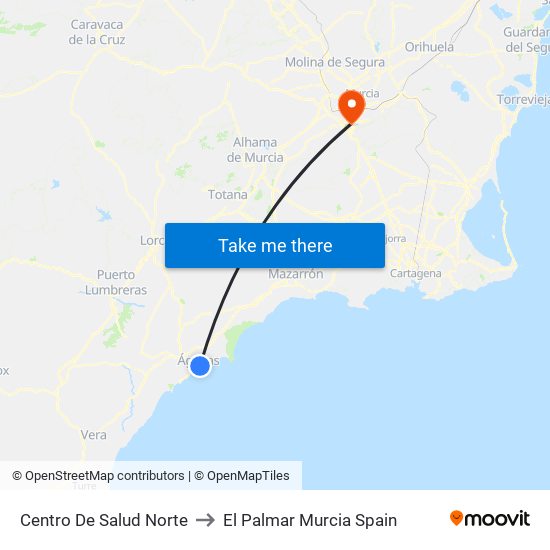 Centro De Salud Norte to El Palmar Murcia Spain map