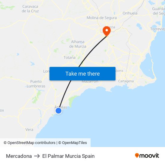 Mercadona to El Palmar Murcia Spain map