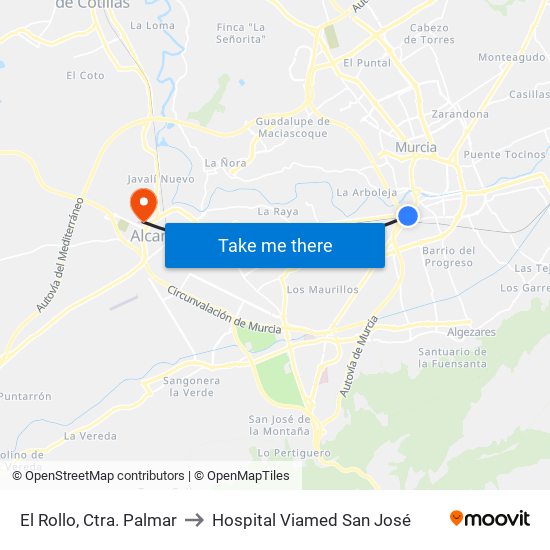El Rollo, Ctra. Palmar to Hospital Viamed San José map
