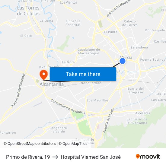 Primo de Rivera, 19 to Hospital Viamed San José map