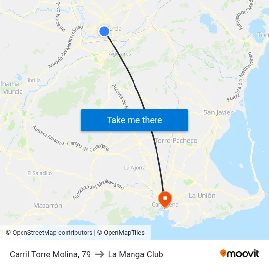 Carril Torre Molina, 79 to La Manga Club map