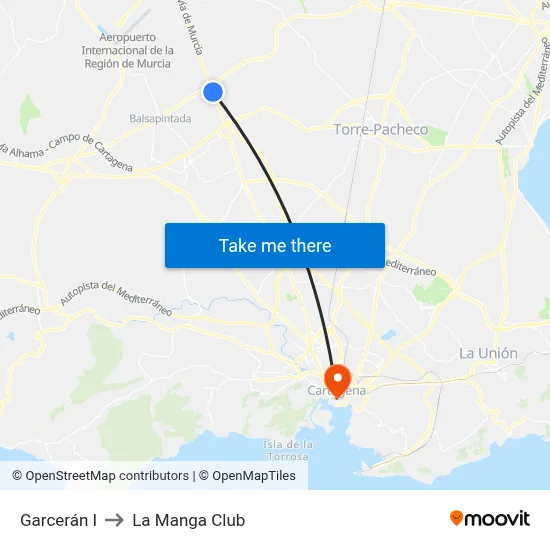 Garcerán I to La Manga Club map