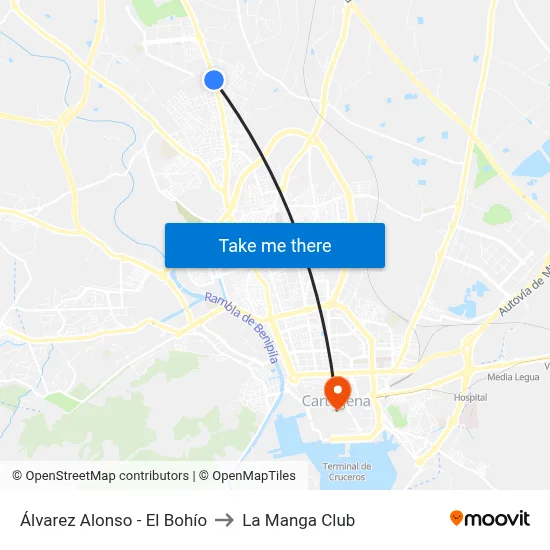 Álvarez Alonso - El Bohío to La Manga Club map