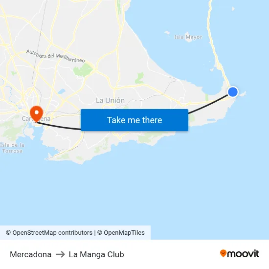Mercadona to La Manga Club map