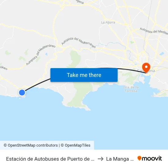 Estación de Autobuses de Puerto de Mazarrón to La Manga Club map