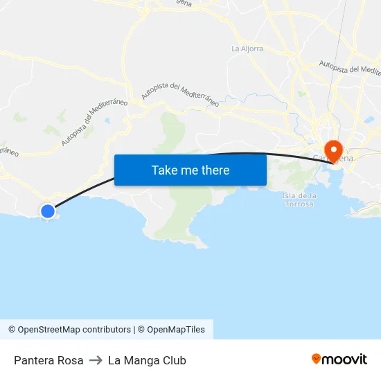 Pantera Rosa to La Manga Club map