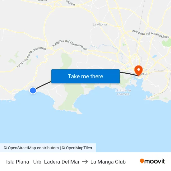 Isla Plana - Urb. Ladera Del Mar to La Manga Club map