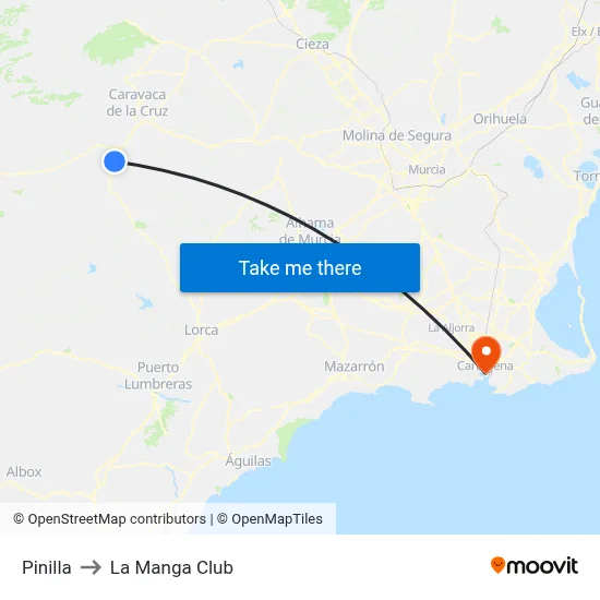 Pinilla to La Manga Club map