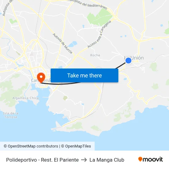 Polideportivo - Rest. El Pariente to La Manga Club map