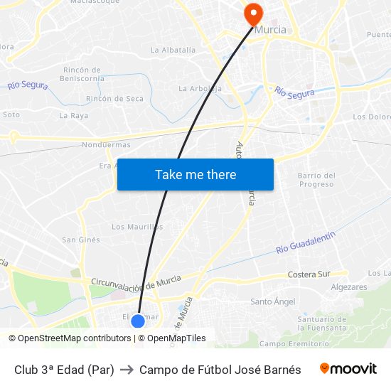 Club 3ª Edad (Par) to Campo de Fútbol José Barnés map