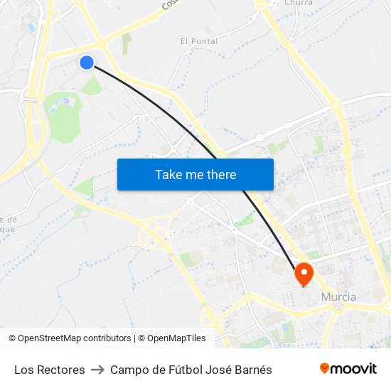 Los Rectores to Campo de Fútbol José Barnés map