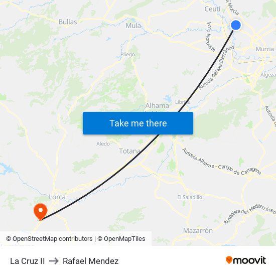 La Cruz II to Rafael Mendez map