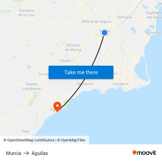 Murcia to Águilas map