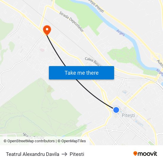 Teatrul Alexandru Davila to Pitesti map