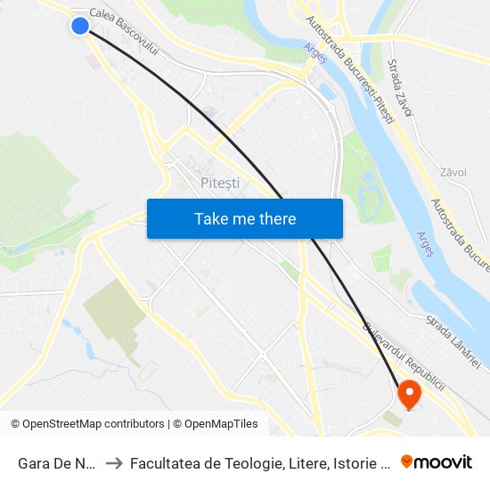 Gara De Nord to Facultatea de Teologie, Litere, Istorie și Arte map