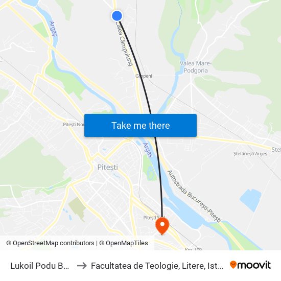 Lukoil Podu Budesei to Facultatea de Teologie, Litere, Istorie și Arte map