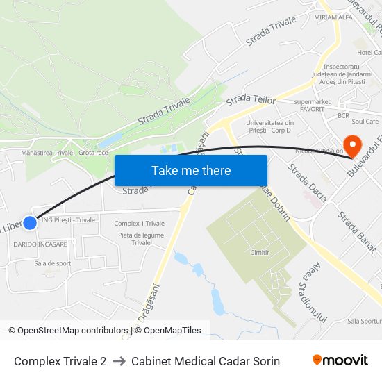 Complex Trivale 2 to Cabinet Medical Cadar Sorin map