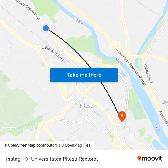 Instag to Universitatea Pitești Rectorat map