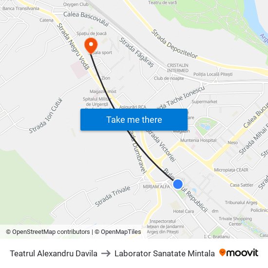 Teatrul Alexandru Davila to Laborator Sanatate Mintala map