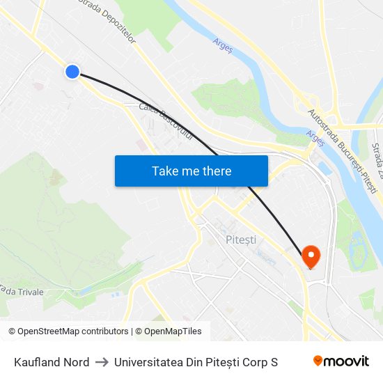 Kaufland Nord to Universitatea Din Pitești Corp S map